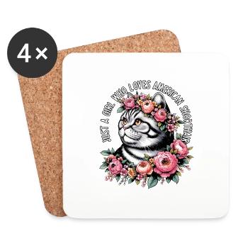 Just A Girl Who Loves American Shorthair Mother Ki - Coasters (set of 4) - white - Front