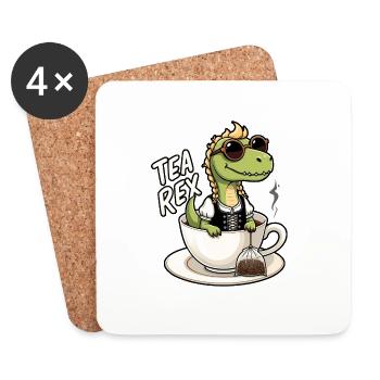 Tea Rex Dinosaurier Tyrannosaurus Rex Dirndl - Untersetzer (4er-Set) - Weiß - Vorne