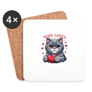 Juste une fille qui aime le chaton chat à poil court britannique - Dessous de verre (lot de 4) - blanc - Devant