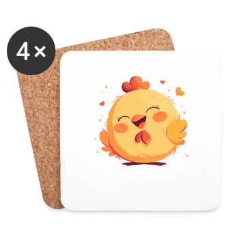 Rooster Hähne Hahn - Untersetzer (4er-Set) - Weiß - Vorne