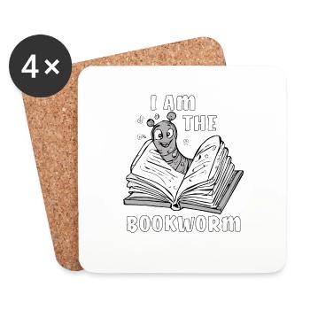 BOOK WORM I AM THE BOOKWORM - Coasters (set of 4) - white - Front