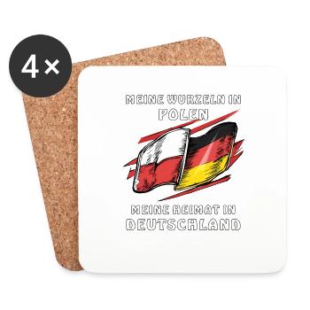 WURZELN IN POLEN HEIMAT IN DEUTSCHLAND - Untersetzer (4er-Set) - Weiß - Vorne