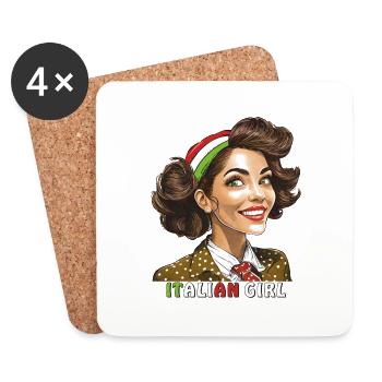 FRAU ITALIEN ITALIAN GIRL - Untersetzer (4er-Set) - Weiß - Vorne