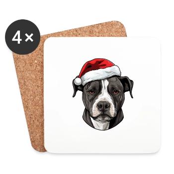 Staffordshire Bull Terrier Dog Head Christmas P - Coasters (set of 4) - white - Front
