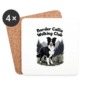 Border Collie Walking Club - Untersetzer (4er-Set) - Weiß - Vorne