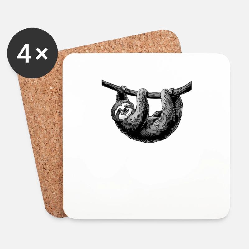gray sloth art design animal graphic - Untersetzer (4er-Set) - Weiß