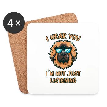 Leonberger disant drôle Leonberger cadeau - Dessous de verre (lot de 4) - blanc - Devant