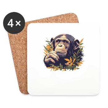 Chimpanzee Schimpansen Schimpanse - Untersetzer (4er-Set) - Weiß - Vorne