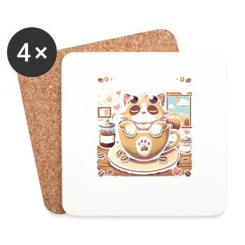 Pfötchen geben und bei Kaffee entspannen - Untersetzer (4er-Set) - Weiß - Vorne