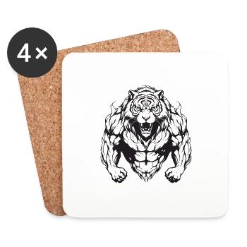 Musculation Tiger Muscles - Dessous de verre (lot de 4) - blanc - Devant