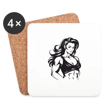 Femme Muscles Entraînement Gym - Dessous de verre (lot de 4) - blanc - Devant