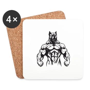 Gymnase d’entraînement des muscles du chien - Dessous de verre (lot de 4) - blanc - Devant