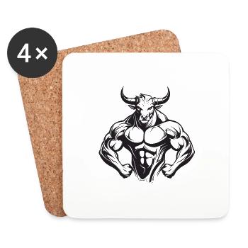 Bull Bull Muscles Gym d’entraînement - Dessous de verre (lot de 4) - blanc - Devant