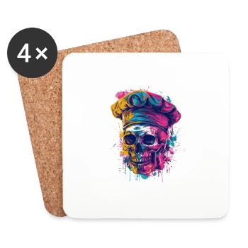 Chef Chef Skull - Coasters (set of 4) - white - Front