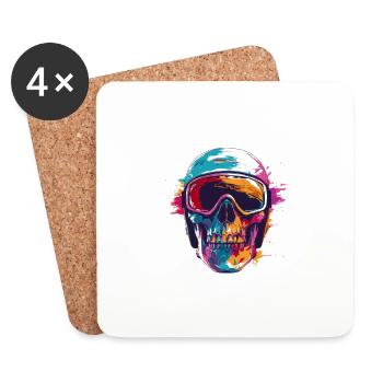 Ski Skull Ski Goggles - Coasters (set of 4) - white - Front