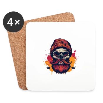 Lumberjack Skull Lumberjack - Coasters (set of 4) - white - Front