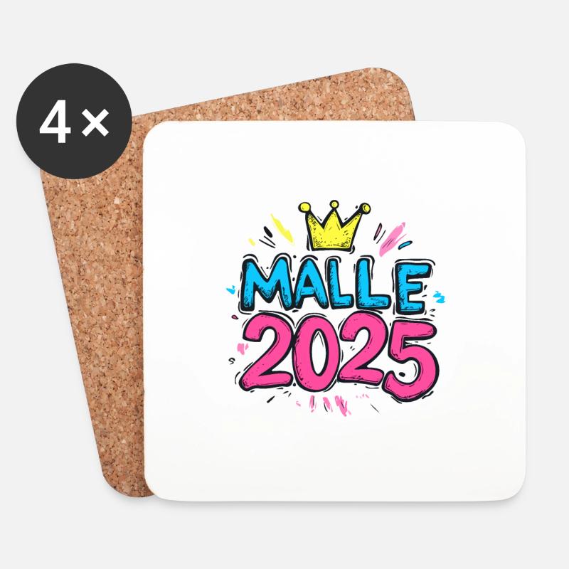 Malle 2025 Mallorca Spruch - Untersetzer (4er-Set) - Weiß