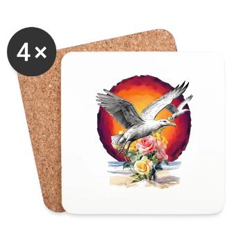 Seagull Seagull Anniversaire Salutations d’anniversaire Marin - Dessous de verre (lot de 4) - blanc - Devant