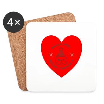 Meowy Christmas – Funny Cat Christmas Design - Coasters (set of 4) - white - Front