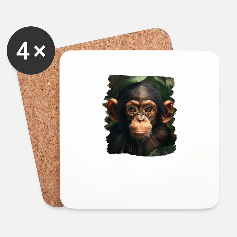 Chimpanzee Schimpansen Schimpanse - Untersetzer (4er-Set) - Weiß
