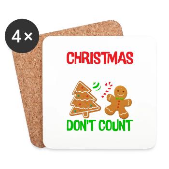 Les calories de Noël ne comptent pas Biscuit au pain d’épice - Dessous de verre (lot de 4) - blanc - Devant
