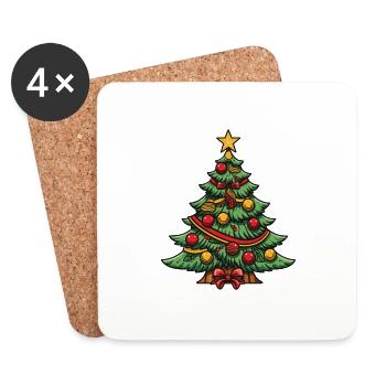Sapin de Noël Noël - Dessous de verre (lot de 4) - blanc - Devant