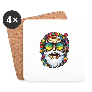 Père Noël Noël coloré Père Noël - Dessous de verre (lot de 4) - blanc - Devant