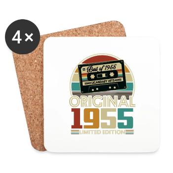 Original 1955 70th Anniversary Vintage Geschenk - Untersetzer (4er-Set) - Weiß - Vorne