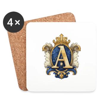 A Letter Logo Crown - Coasters (set of 4) - white - Front