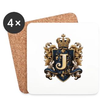 J Letter Logo Crown - Coasters (set of 4) - white - Front