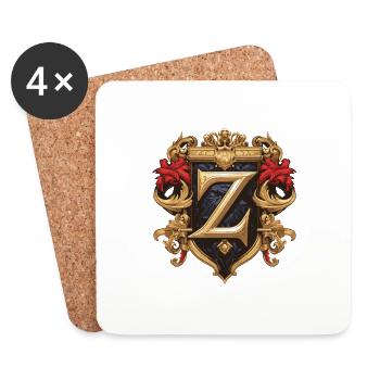 Z Buchstabe Logo Krone - Untersetzer (4er-Set) - Weiß - Vorne