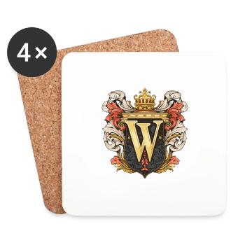 W Buchstabe Logo Krone - Untersetzer (4er-Set) - Weiß - Vorne
