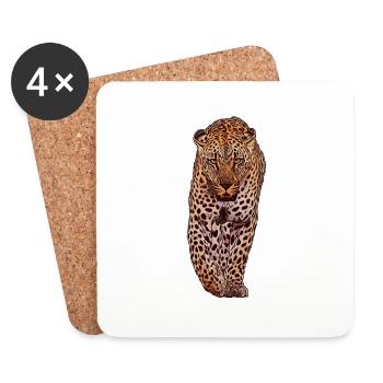 Leopard Animal Design Graphic - Coasters (set of 4) - white - Front