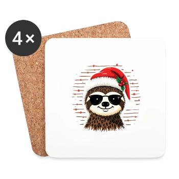 Frohe Weihnachten Weihnachts Faultier - Untersetzer (4er-Set) - Weiß - Vorne