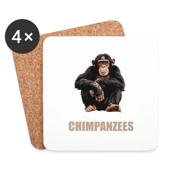 Chimpanzee Schimpansen Schimpanse - Untersetzer (4er-Set) - Weiß - Vorne