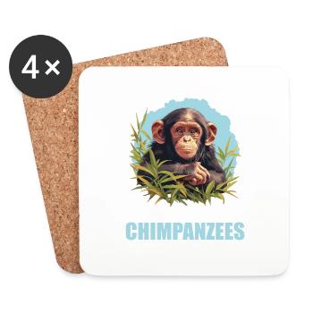 Chimpanzee Schimpansen Schimpanse - Untersetzer (4er-Set) - Weiß - Vorne