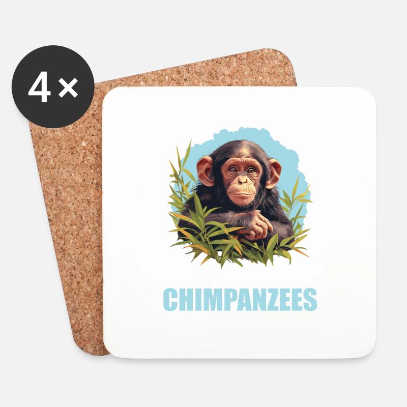 Chimpanzee Schimpansen Schimpanse - Untersetzer (4er-Set) - Weiß