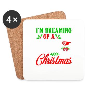 Je rêve d’un vin Noël coquin - Dessous de verre (lot de 4) - blanc - Devant
