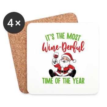 It's The Most Wine-derful Time Of The Year Christm - Untersetzer (4er-Set) - Weiß - Vorne