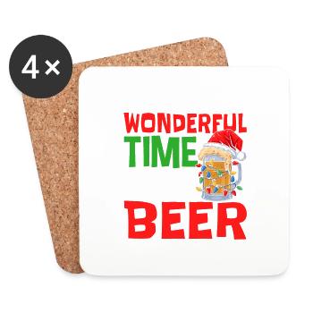 It's The Most Wonderful Time For Beer Christmas S - Untersetzer (4er-Set) - Weiß - Vorne