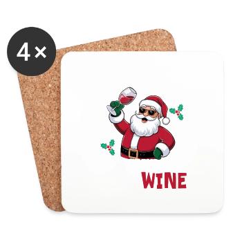 C’est le moment le plus merveilleux pour le vin Père Noël - Dessous de verre (lot de 4) - blanc - Devant