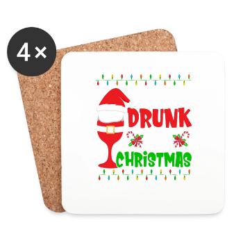 Merry Drunk I’m Christmas Vin Bière - Dessous de verre (lot de 4) - blanc - Devant