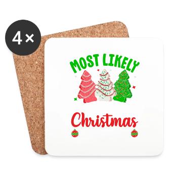 Le plus susceptible de manger tous les gâteaux de sapin de Noël Sp - Dessous de verre (lot de 4) - blanc - Devant