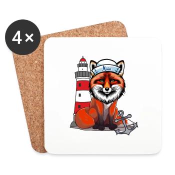 Matrosen Seefahrer Fuchs maritim Leuchtturm Anker - Untersetzer (4er-Set) - Weiß - Vorne