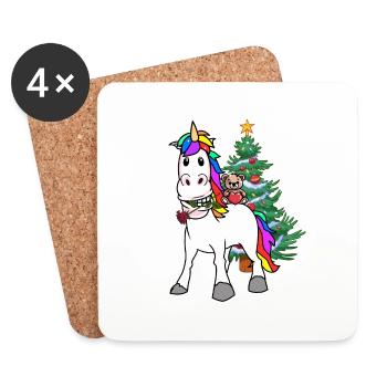 Licorne Noël Noël - Dessous de verre (lot de 4) - blanc - Devant