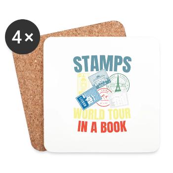 Stamps World Tour in a Book - Untersetzer (4er-Set) - Weiß - Vorne