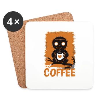 Niedliche Voodoo-Puppe Kaffee-Liebhaber - Untersetzer (4er-Set) - Weiß - Vorne