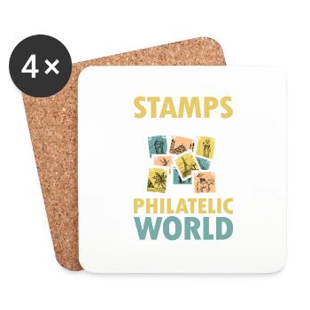 Stamps the Stick-ers of the Philatelic - Untersetzer (4er-Set) - Weiß - Vorne