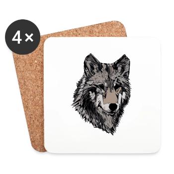 Dog Face Design Pet Head Animal Graphic - Coasters (set of 4) - white - Front