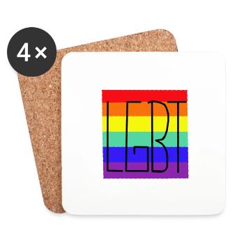 LGBT Arc-en-ciel Arc-en-ciel Drapeau Gay Pride - Dessous de verre (lot de 4) - blanc - Devant